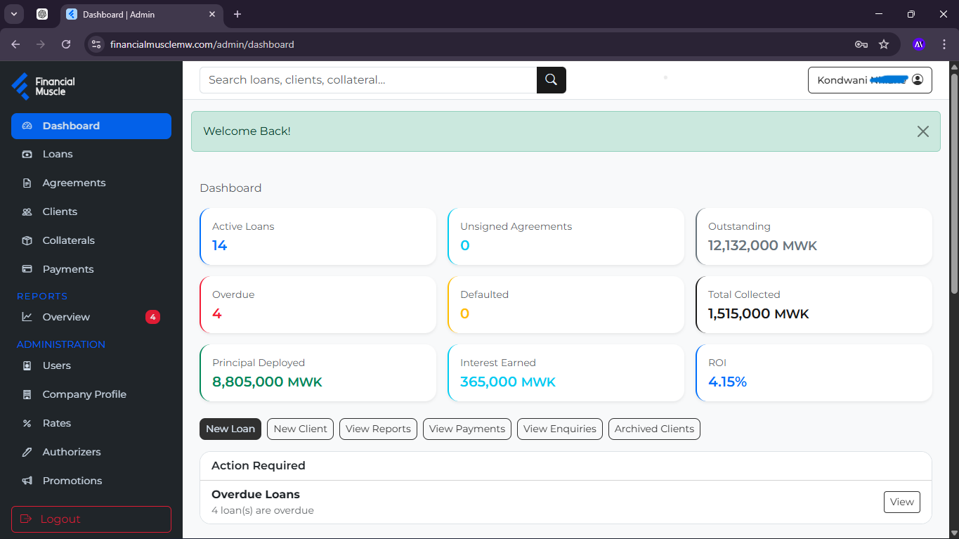 Financial Muscle MW admin preview