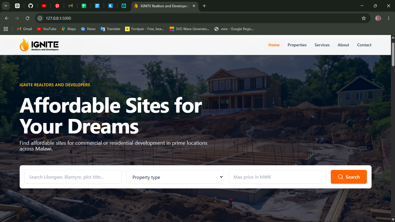 Ignite Realtors homepage preview