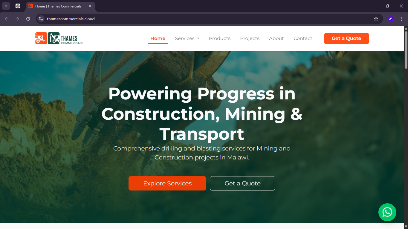 Thames Commercials homepage preview