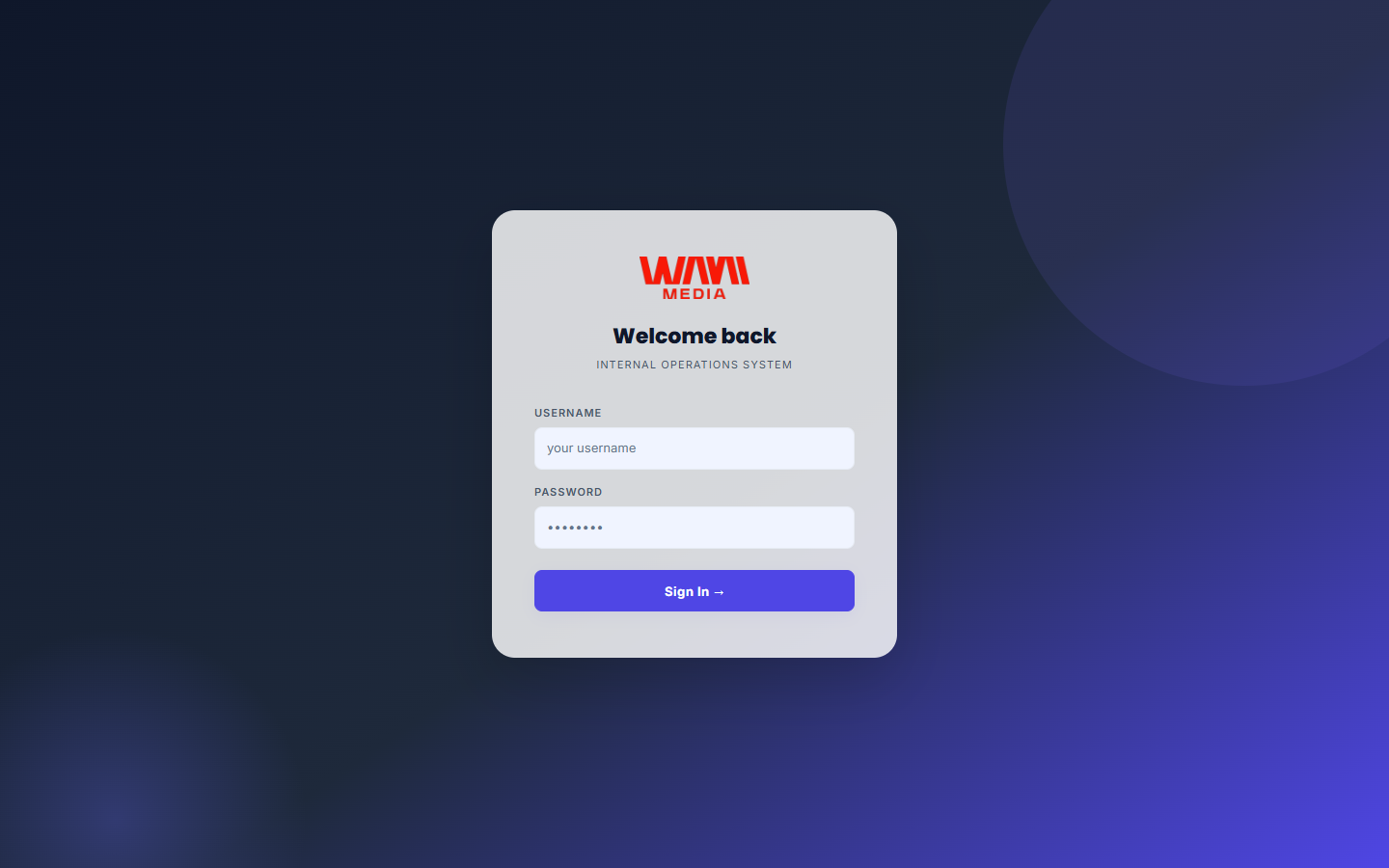 Wani Media Operations System homepage preview